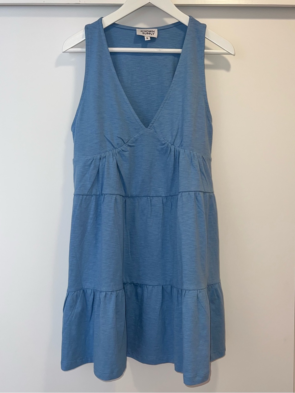 🩵Known Supply Evelyn Dress Powder Blue Organic Cotton Sleeveless NWT